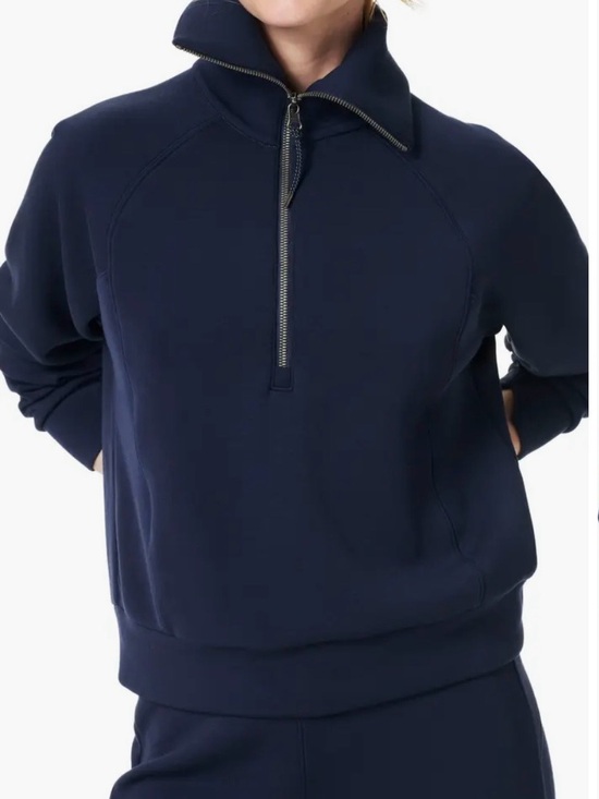 SPANX Tops - SPANX navy blue Half-Zip Pullover Sweatshirt